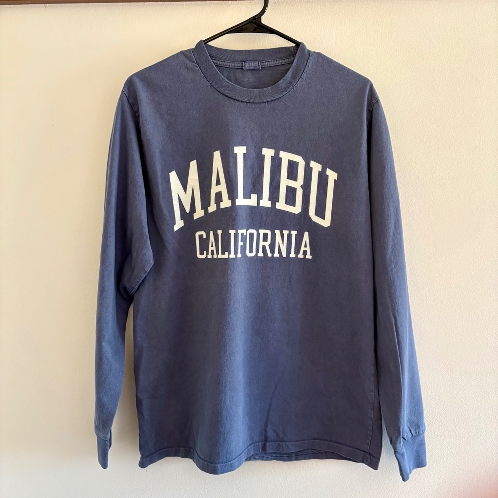 Brandy Melville John Galt Malibu California Long Sleeve Tee Blue OS